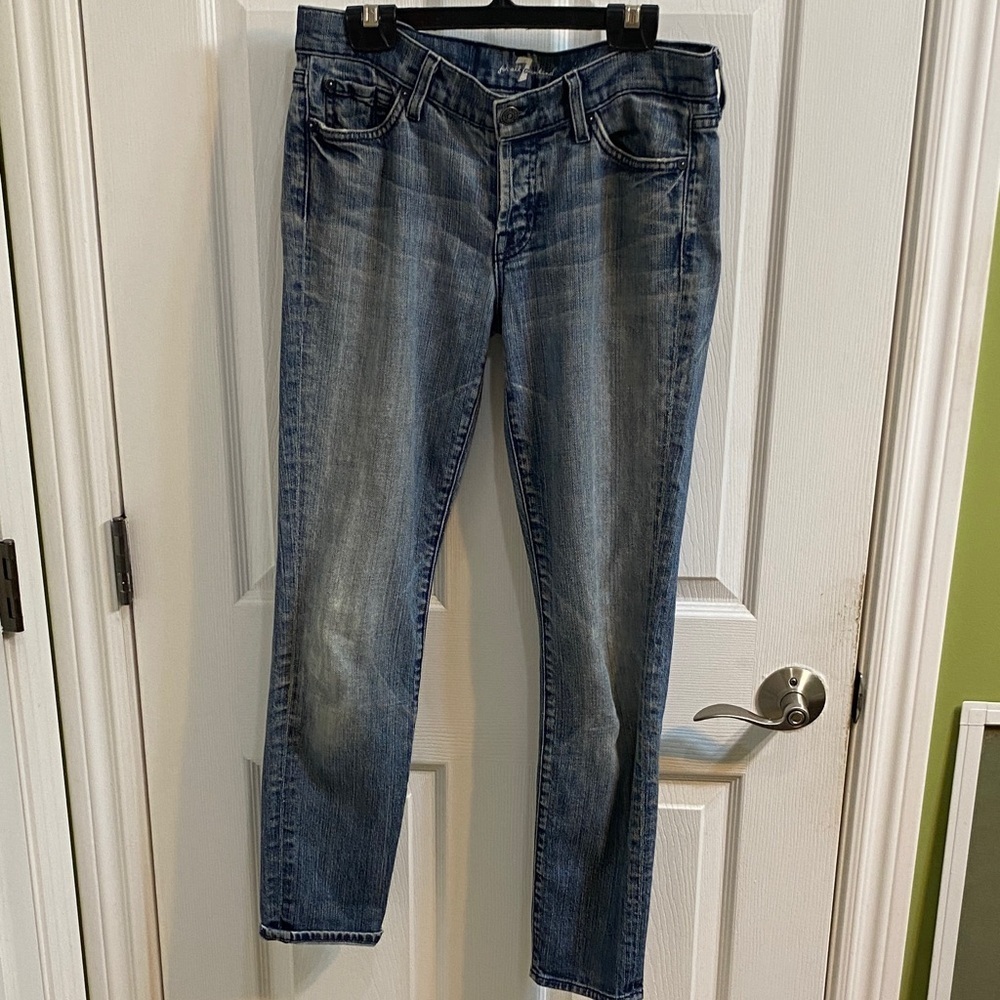 7 For All Mankind Josefina Skinny Boyfriend Jeans Button Fly Women’s Size 26